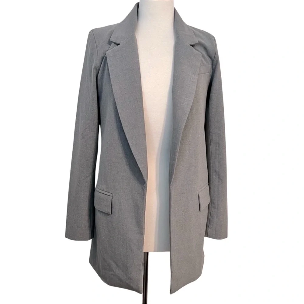 Joie Light Grey Long Open‎ Front Blazer.